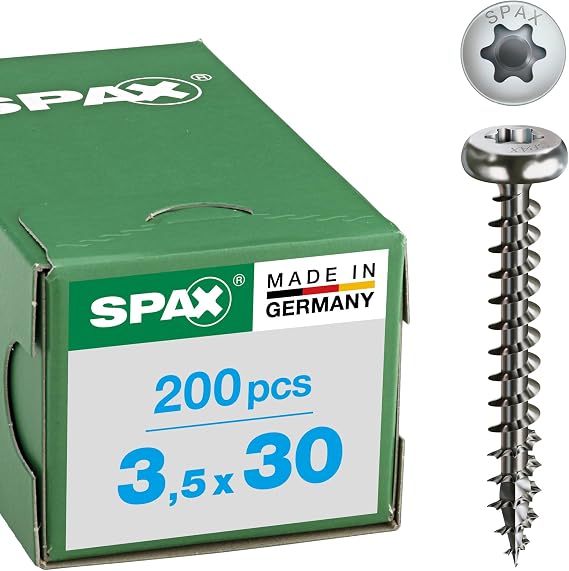 SPAX 4CUT universal pan head screw T-STAR plus full thread stainless steel A2 1.4567-0207000350203. stainless steel 207000350303