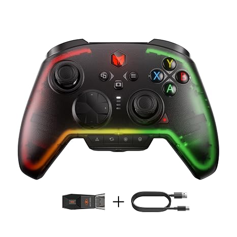 BIGBIG WON Wireless Controller, Rainbow 2 Pro PC Controllers Motion Aiming, Hall Triggers, ALPS Joystick, Custom Button, 3.5mm Audio Gaming Controller for PC Windows/Android/iOS/Switch Controllers