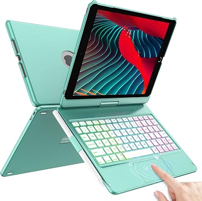 HOTLIFE Keyboard Case for iPad 10.2 - Keyboard for iPad 9th Generation & 8th & 7th Gen - Touch Wireless Backlight Keyboard - 360 Rotatable Protective Cover with Pencil Holder