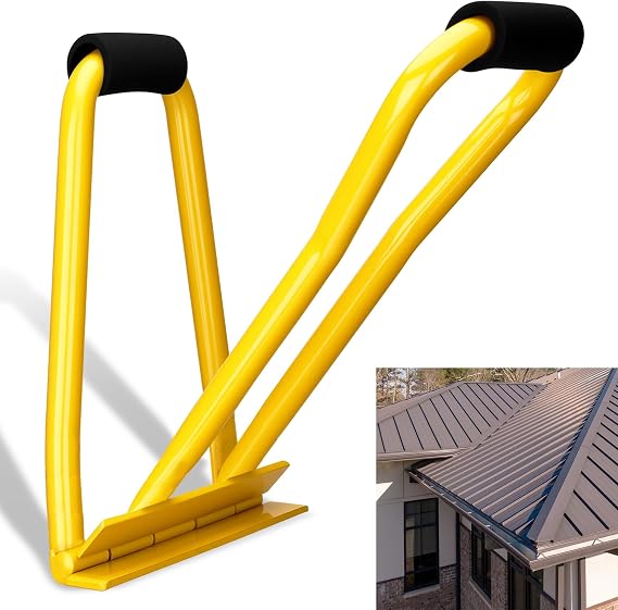 Upgrade HTSL25E2 Roof Eaves Seam Bender, Metal Roofing Drip Edge Folding Tool, EVA Non Slip Grip, Thickened Tube, Metal Eave Tool, Standing Seam Bender, Suitable for Roofer (Yellow)