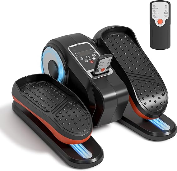 Under Desk Elliptical Machine, Ellipse Leg Exerciser with Remote Control, 12 Adjustable Speed, Quiet Motor and Bidirectional Pedals, Seated Pedal Exerciser for Home Office Work Use