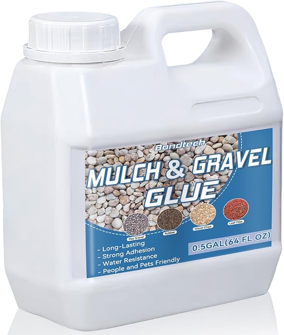 Mulch Gravel Glue for Landscaping, Concentrate Gravel Binder, Transparent Rock Glue for Landscaping Pea, Bark, Leaf, Stones & Rubber (64 Oz)