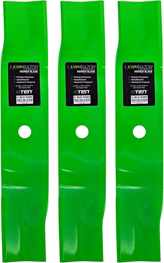 8TEN LawnRAZOR Blade Set for Cub Cadet Z-Force 48 Inch Deck 01004772 (High Lift) 3 Pack