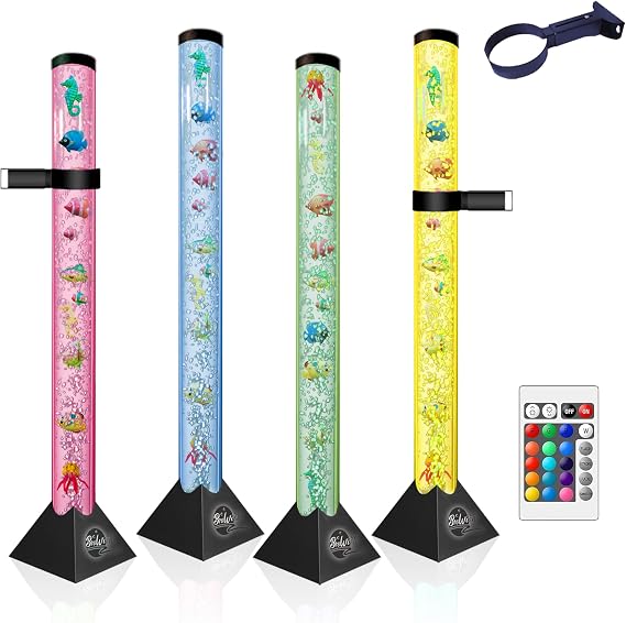 Brewish 4FT Sensory LED Water Bubble Fish Tube Floor Lamp with Remote (with Bracket)
