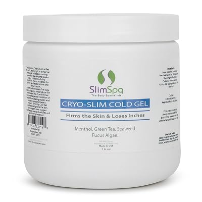 SlimSpa Cyro-Slim Cold Gel - Skin Firming & Tightening Cryo Gel Solution With Menthol & Green Tea - Targets Cellulite On Tummy, Legs, Butt - Promotes Fluid Drainage - 16oz