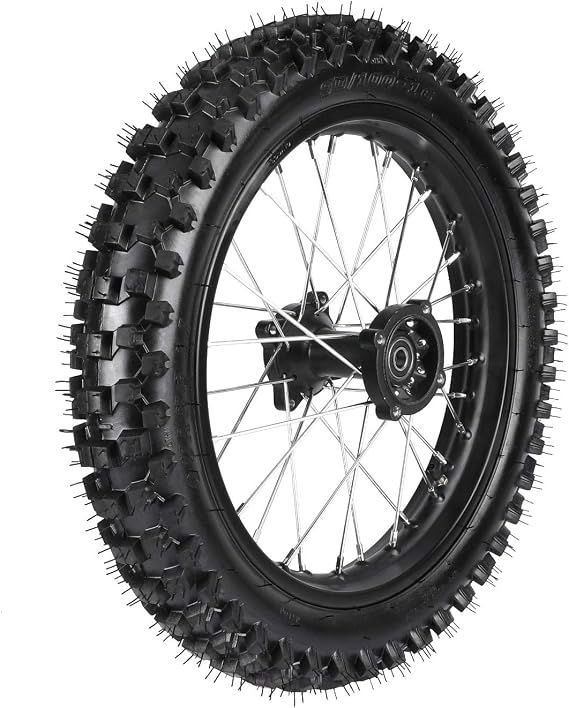 TDPRO Rear 90/100-16 Wheel Tire and 1.85 x 16 Rim Inner Tube with 15mm Bearing Assembly for Pit Pro Trail Dirt Bike