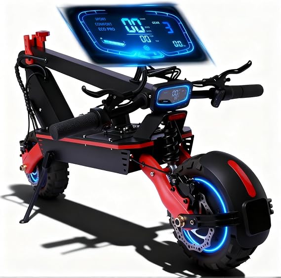 K26 Electric Scooter for Adults, 6600W Dual Motor, 56MPH, 50 Miles Range, NFC & APP Control, Dual Hydraulic Disc Brakes, Adjustable 2WD/AWD, 11" Off-Road Tires, Folding and Detachable seat