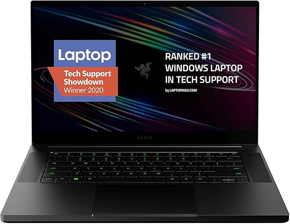 Razer Blade 15 Base Gaming Laptop 2020: Intel Core i7-10750H 6-Core, NVIDIA GeForce RTX 2070 Max-Q, 15.6" 4K OLED, 16GB RAM, 512GB SSD, CNC Aluminum, Chroma RGB, Thunderbolt 3, Creator Ready, Black