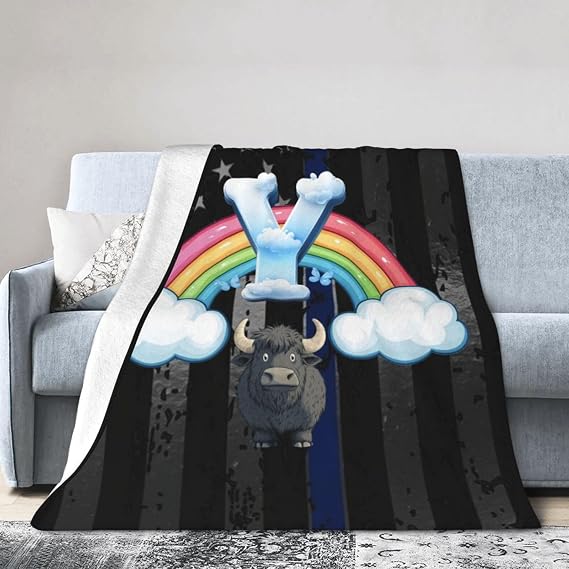 Yak with Letter Y Fleece Blanket 60"X50" Soft Micro for Bed Warm Comfort8