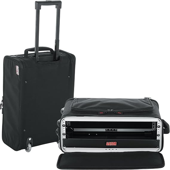 Gator Cases Lightweight Rack Bag with Removable Shoulder Strap, Pull handle, and Wheels, 2U Rack - 12.5" Rackable Depth (GR-RACKBAG-2UW)