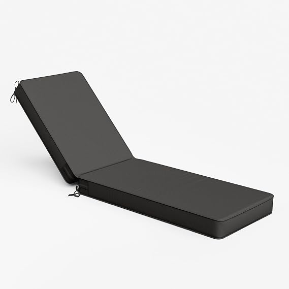 Outdoor Chaise Lounge Cushions Set,Waterproof & Fade-Resistant Lounge Chair Cushion with Removable Cover & Tie Straps,Replacement Lounge Chair Pads for Lawn, Patio, Pool & Beach