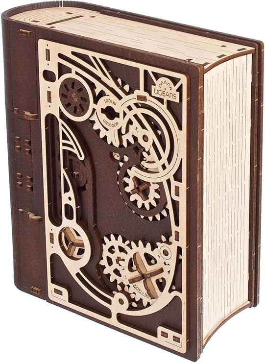 UGEARS Wooden Model Kits for Adults to Build - Book of Secrets 3D Wooden Puzzles for Adults with Steampunk Combination Lock DIY Mechanical Puzzle Books for Adults Medium Difficulty 263 Pcs