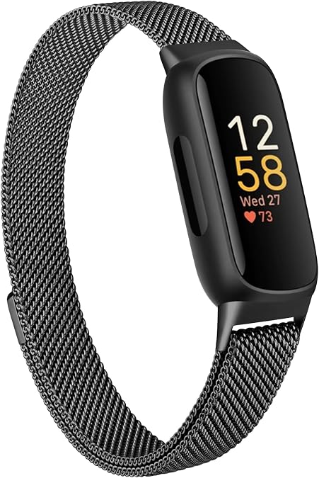 AK Metal Band Compatible with Fitbit Inspire 3 Bands Women Men, Stainless Steel Mesh Loop Replacement Bracelet Strap for Fitbit Inspire 3/2/Inspire HR Fitness Tracker