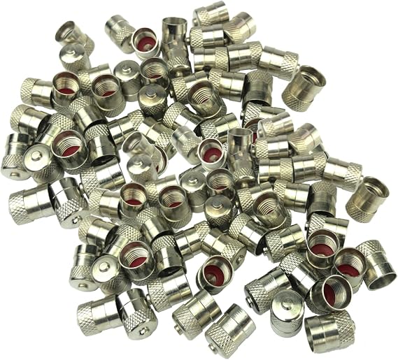 Haltec Pack of 50 Metal Dome Type Valve Caps with Inner Seals for Added Safety.
