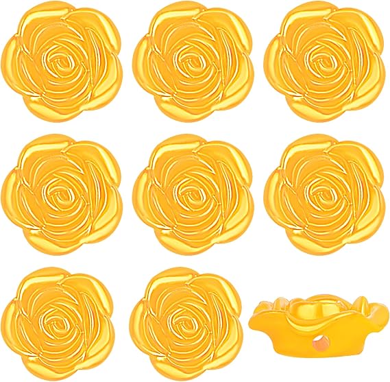 100pcs Rose Flower Beads ABS Plastic Roseflower Shape Spacer Beads Cute Roses Loose Beads Accessories for DIY Friendship Bracelet Necklace Jewelry Making Supplies, Golden Yellow