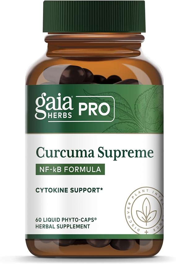 GAIA HERBS PRO Curcuma Supreme - Supports Immune Health* - Turmeric Root Extract & Black Pepper Fruit Extract - Organic Ingredients - 60 Liquid Phyto-Caps (60 Servings)