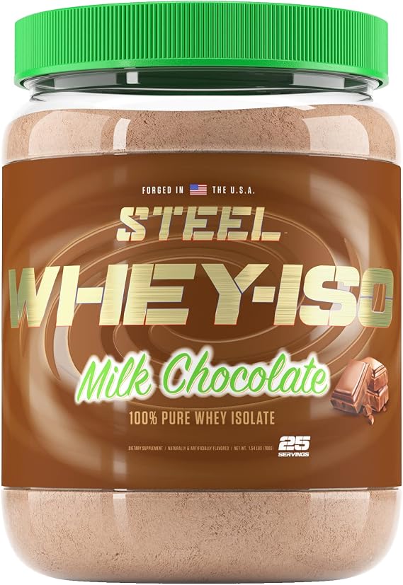 Steel Supplements Whey Isolate Protein Powder, Milk Chocolate, 1.6 lbs