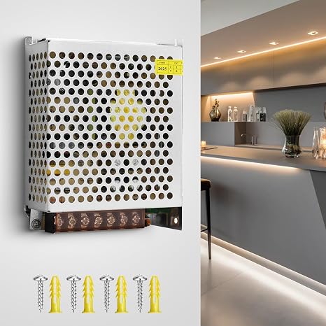 Switching Power Supply 12V 120W, BRIMETI LED Driver Transformer AC 120V to 12V DC 10A Low Voltage Converter Constant Voltage Adapter for Indoor LED Strip Light Cabinet Lights