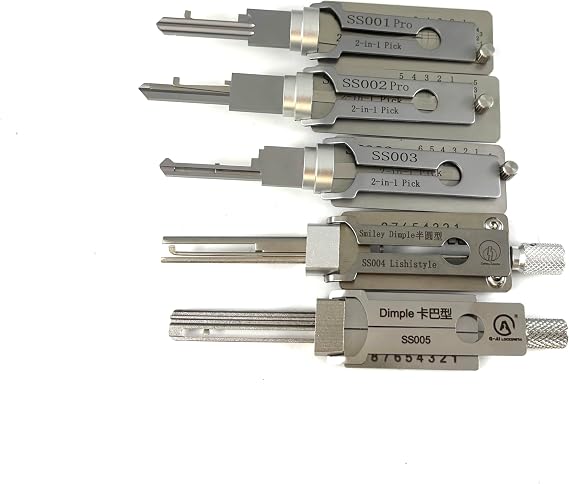 Professional 2-in-1 Lock Pick Tools Set, 5-Piece Kit SS001 SS002 SS003 SS004 SS005 Models, Opening Multiple Types of Door Locks for Locksmith,Enthusiast
