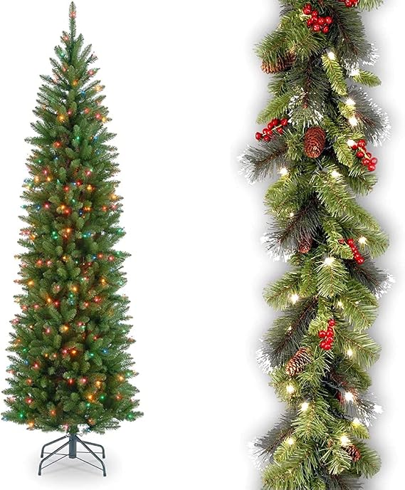 National Tree Company Artificial Christmas Tree and Garland Bundle with Lights (6.5 Feet)
