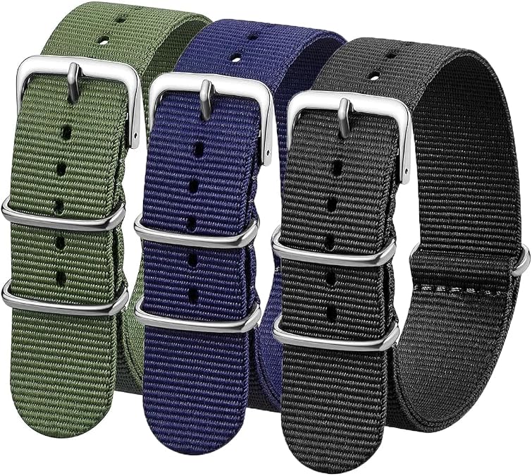 Nylon Watch Band 15mm Ballistic Nylon Multicolor Replacement Watch Straps with Stainless Steel Buckle