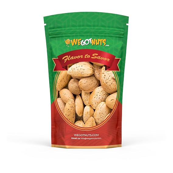 Jumbo California Almonds In Shell 2 lbs Premium Quality Kosher Raw Almonds By We Got Nuts - Natural & Healthy Rich Flavor Snack - Whole,& Unsalted