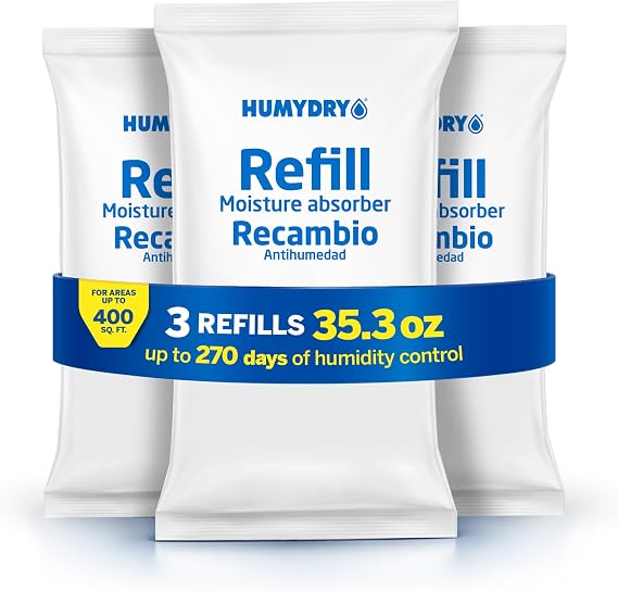 HUMYDRY Moisture Absorber Refills for 35.3oz Dehumidifier, Unscented 3-Pack
