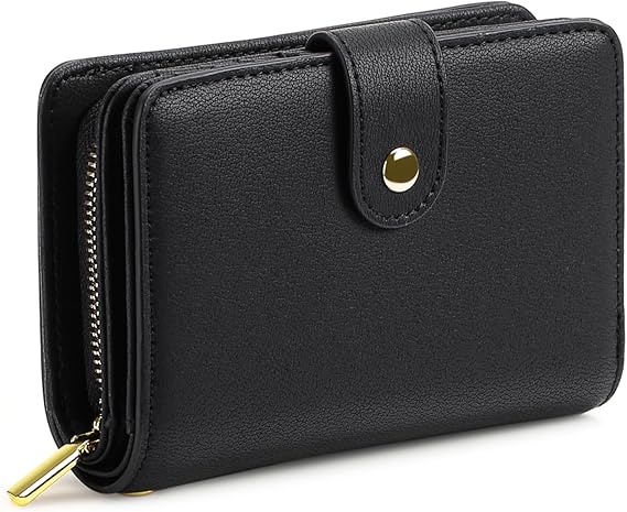 GAEKEAO Ladies Leather Purse RFID Blocking Women's Wallet Bifold Ladies Credit Card Wallet with Zip Around Coins Section Real Leather Purse