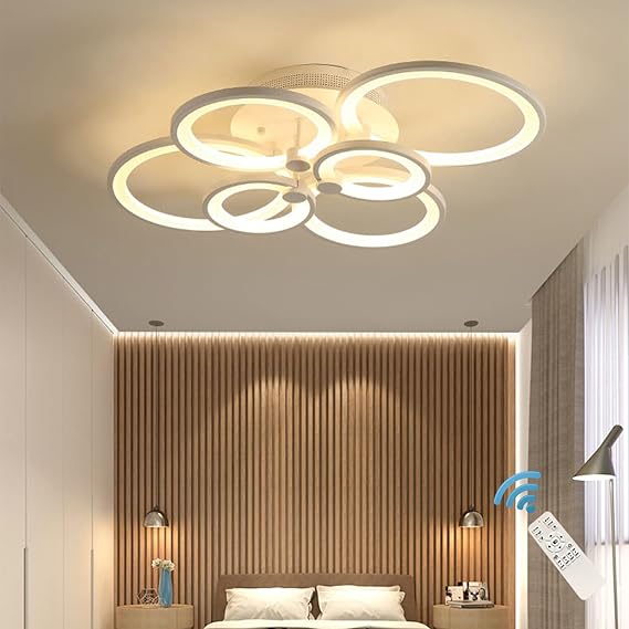 Ganeed 72W LED Ceiling Light with Remote, 32.3 Inch 6-Ring Flush Mount Lamp