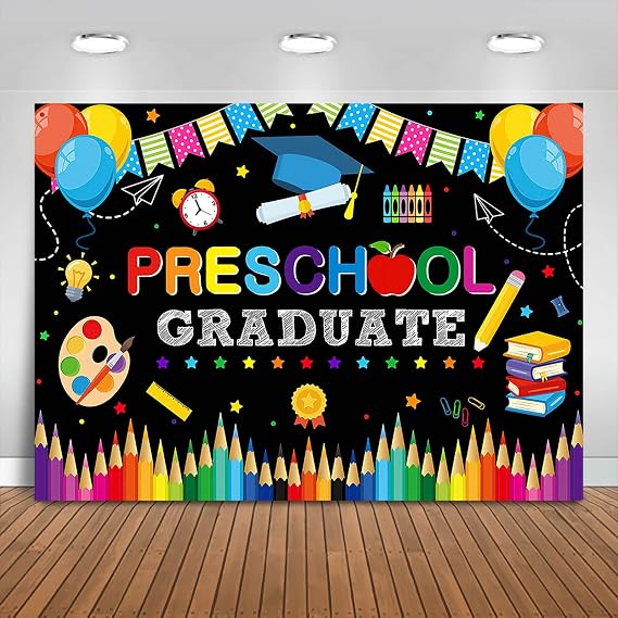 Preschool Graduate Backdrop for Kids 7x5ft Kindergarten Graduate Prom Background Party Decorations Pre K Congrat Grad Graduation Class of 2026 Banner Photo Booth Prop