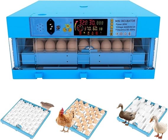 Digital Egg Incubator with Automatic Turner, Precise Temperature and Humidity Control for Hatching Chicken, Duck, Quail Eggs