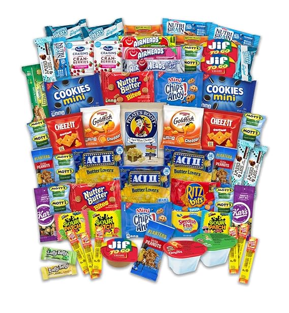 Snacks Variety Pack 60 Count for Adults, Kids, Students by The LakeHouse | Snacks Variety Pack for Adults - Sweet and Salty - Soldiers - Camp Care Package Gift Basket - College Treats, Office Snacks