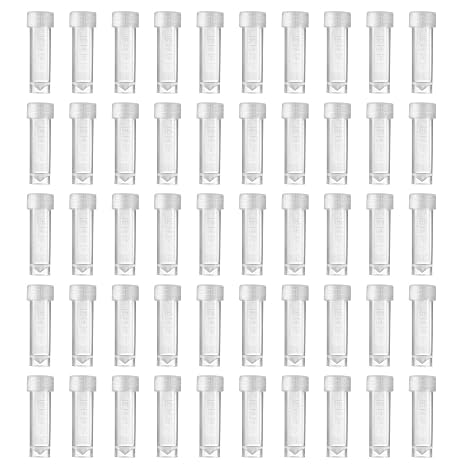 50Pcs 5ml Plastic Sample Bottle Vial Storage Container for Laboratory Lab
