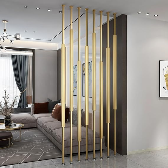 8 Packs Wall Room Divider, Decorative Privacy Screens, Custom Size Floor to Ceiling Wall Partition, for Office Hotels Home Restaurant Cafe Gym(Gold,215cm/84.6in)