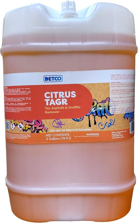 Detco- (Tar,Asphalt, Graffiti Remover - Industrial Strength - Removes Glue and Mastic - 5 gal Cube