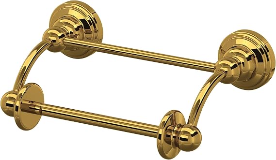 Rohl, U.6960ULB, Edwardian Wall Mounted Pivoting Toilet Paper Holder, Unlacquered Brass