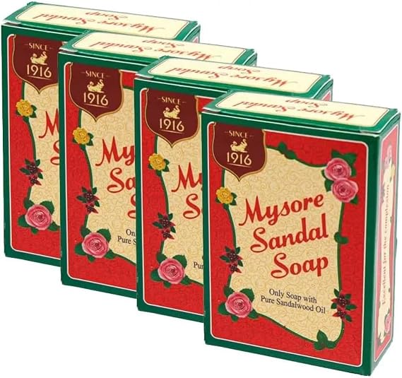 Mysore Sandal Soap Pure Sandalwood soap, (pack of 4)
