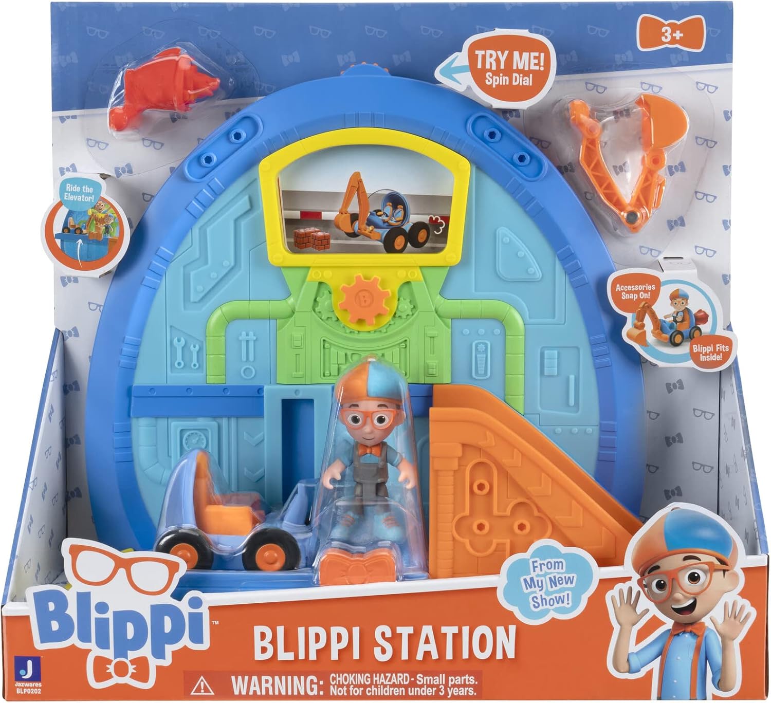 Blippi Wonders Station Playset - Explore Includes One Station Playset with 1 Figure, 1 BlippiMobile, 2 Vehicle Add-Ons