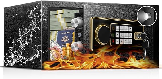 1.2 Cu Ft Small Safe Box for Home, Steel Lock Box with Type-C Port