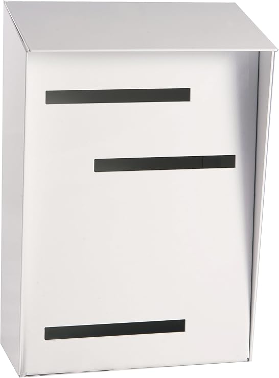 Locking Modern Mailbox, Large Locking Mid Century Modern Mailbox, Large Locking Modern Wall Mount Mailbox, Large Locking Contemporary Mailbox, Large Locking Aluminum Mailbox (White)