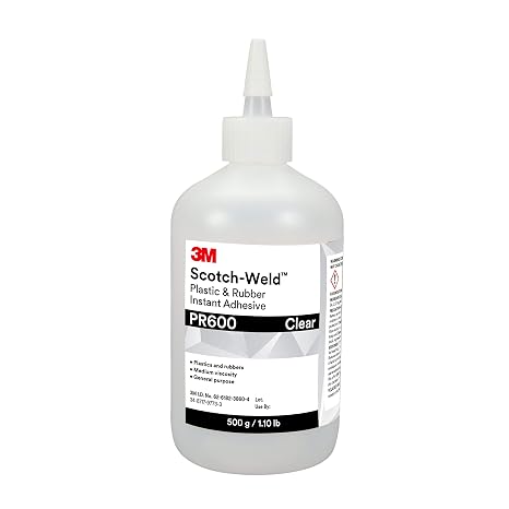 3M Scotch-Weld Plastic & Rubber Instant Adhesive PR600, Clear, 500 Gram