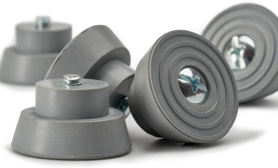 Door Stopper Replacement Rubber Tips - Ribbed Rubber Foot Door Stop Tips for Kickdown/Drop Down Door Stop Holder - Pack of 5 Durable Rubber Door Stoppers with Screws - Grey