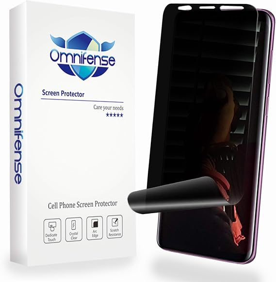 Galaxy S9 Plus Screen Protector Privacy 2-Way Anti Spy (2 Pack) Curve Fit Soft Film (NOT Tempered Glass) for Samsung S9+ with 1-Pack Back Skin Protector