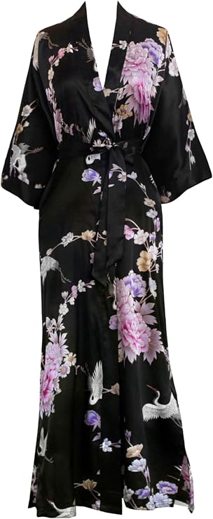 KIM+ONO Satin Long Kimono Robe for Women | bridal - maternity - postpartum - lingerie - bridesmaid