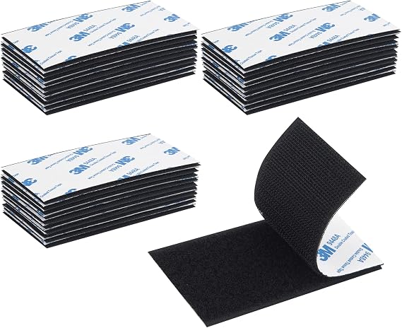 Hook and Loop Tape 2in x 4in 30 Pairs, Slef Adhesive Interlocking Strip, Double Sided Mounting Tape Heavy Duty, Picture Hanging Strips