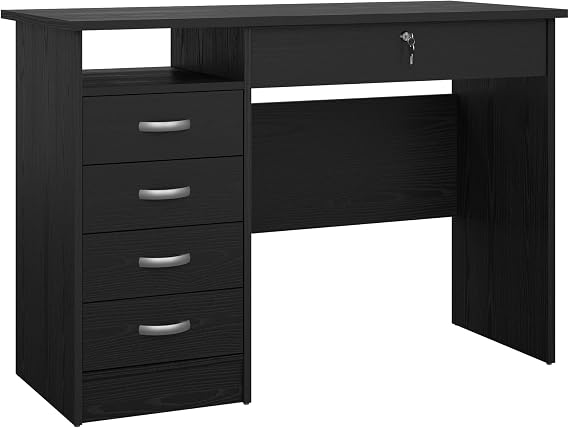 Tvilum Desk with 5 Drawers, Black Woodgrain