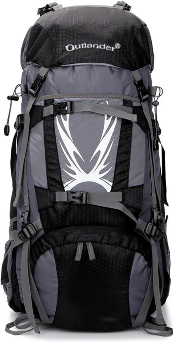 60L Waterproof Hiking Camping Backpack with Rain Cover, Large Outdoor Sport Travel Daypack Rucksack for Climbing (Black)