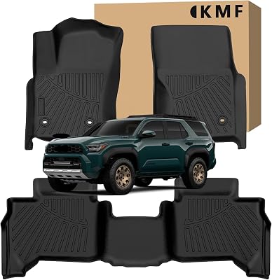 KMF Floor Mats for Toyota 4Runner 2025 NOT for Hybrid Accessories, 5 Seats All Weather TPE Waterproof Car Floor Liners - Front & Rear 2 Row, Anti-Slip Deep Grooves Custom Fit 4Runner Car Mats