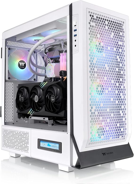 Thermaltake Ceres 500 White Mid Tower ATX Computer Case with Tempered Glass Side Panel; 4 Preinstalled PWM ARGB Fans; Rotational PCIe Slots,.