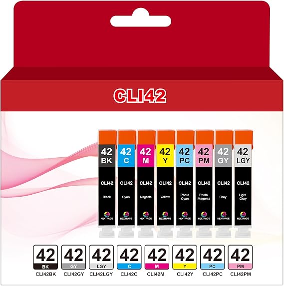 NEXTPAGE Compatible Ink Cartridges Replacement for Canon CLI42 8 Pack for PIXMA PRO-100 Printer, Canon Ink CLI 42 CLI-42 Ink Cartridge Use in Canon pixma pro 100 Printer